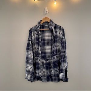 American Eagle Oversized Blue and White Flannel